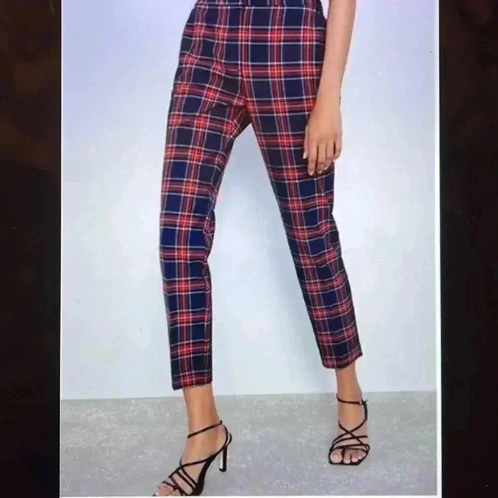 Zara Chino Fit Plaid Pants